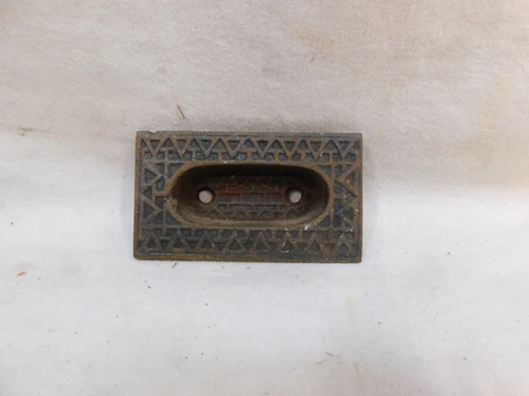 1800's Antique WINDOW Pull VICTORIAN Eastlake Style Black / Brass ORNATE Cover