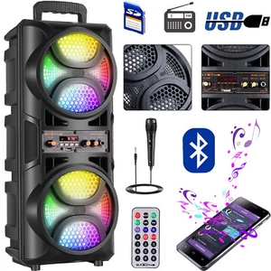 3000 W Tragbarer Party Bluetooth Lautsprecher Dual 6,5" Tieftöner Laut Wiederaufladbar mit Mikrofon - Bild 1 von 11