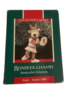Vintage 1989 Hallmark Reindeer Champs Handcraft Ornament Collectors Series Vixen - Picture 1 of 6