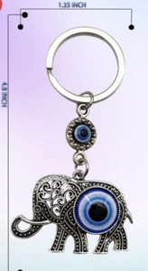 Blue Evil Eyes Elephant Keychain Key Ring good luck Charm Gift Elephant Evil Eye - Picture 1 of 2