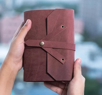 Vintage Leather Notebook Handmade | Travel Diary Journal Unlined Sketchbook  - Image 1 of 4