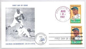 #2016 JACKIE ROBINSON BROOKLYN DODGERS BASEBALL STAMP DUAL CANCEL FDC - Picture 1 of 1