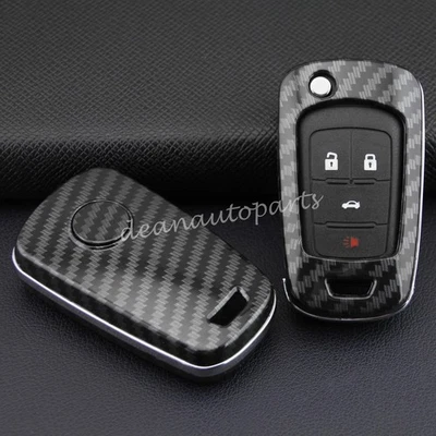 Carbon Fiber Flip Key Cover Case For Chevy Impala Trax Cruze Equinox SS Malibu - Image 1 of 4