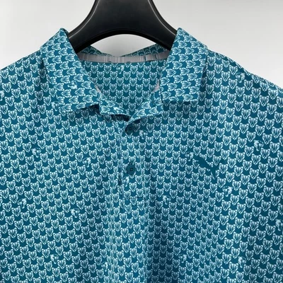 Puma Golf Polo Shirt Men's Large All Over Print Short Sleeve Silverhorn Logo - Image 1 of 4