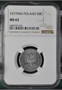 Poland 50 Groszy 1977 MW NGC MS 62 - Picture 1 of 2