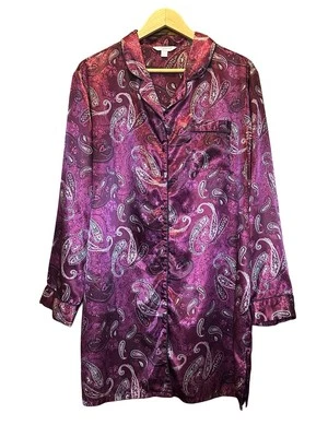 Camisón Croft & Barrow Talla L Camisa para Dormir con Botones Satinado Preppy Femenino Foto 1 de 4