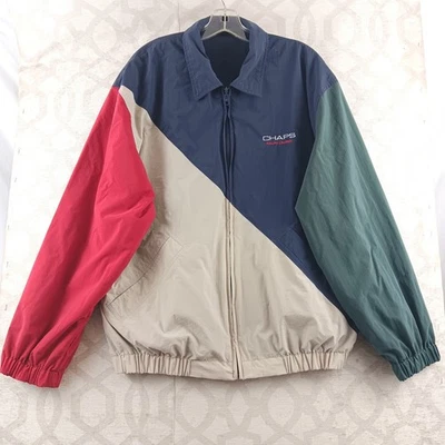 Chaps Ralph Lauren Jacket Color Block Reversible Full Zip Windbreaker Mens M - Image 1 of 4