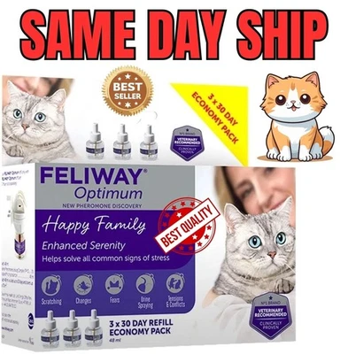 Feliway Optimum 30-Day Refill Value Pack 3x48ml Refills Comfort for Cat