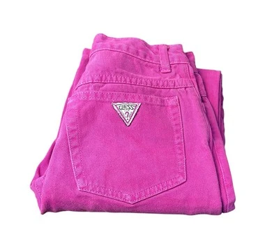 VINTAGE Guess Girls Size 12 Hot Pink Denim Jeans Georges Marciano 24” Inseam - Image 1 of 4