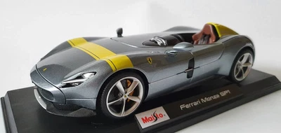 MAISTO 1:18 Escala - Ferrari Monza SP1 - Plateado - Modelo de coche fundido a presión Foto 1 de 4