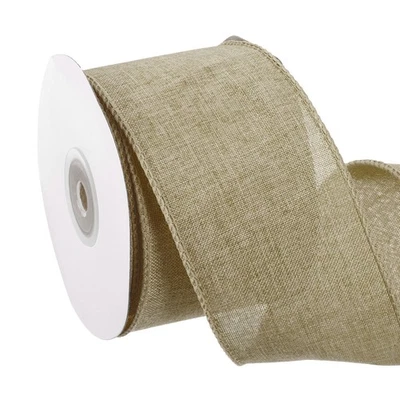 Cinta de borde con cable de 2-1/2 pulgadas de ancho x 10 yardas cinta con cable de arpillera beige Foto 1 de 4