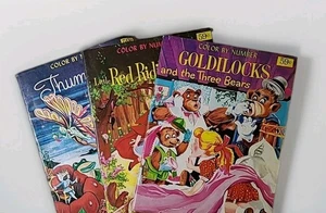 3 Vtg Color By Numbers Coloring Book Fairy Tales 60s Kids Goldilocks Red Riding  - Picture 1 of 12