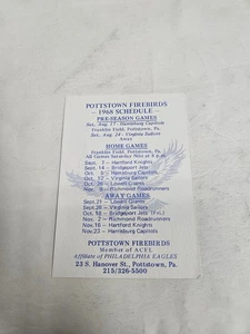 ES25 Pottstown Firebirds 1968 ACFL Football Pocket Schedule Card - Holiday Inn - Picture 1 of 2