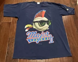 Vtg 90s Major League II 2 Movie T Shirt Sz L Starter Promo 2 Sided Wild Thing - Picture 1 of 15