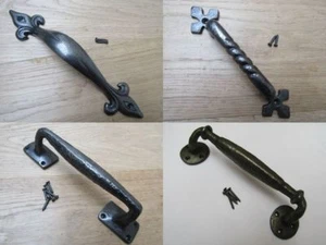 1 X CAST IRON RUSTIC VINTAGE OLD ENGLISH COUNTRY COTTAGE STYLE DOOR PULL HANDLES - Picture 1 of 9