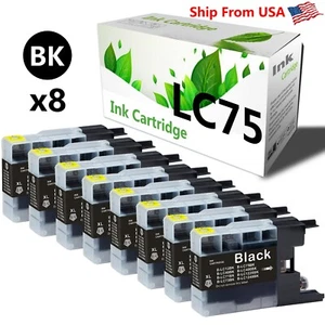 8PK LC75 LC 75XL LC-75 BK Ink Cartridge for MFC-J6510DW MFC-J6710DW Printer - Picture 1 of 2