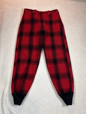 Pantalones de caza vintage de lana Woolrich a cuadros negros y rojos Foto 1 de 4