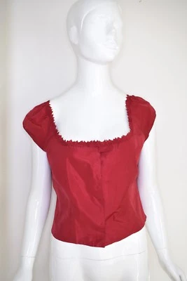 ALBERTA FERRETTI amazing 90s vintage top like new sz M 42 red bustier style - Изображение 1 из 4