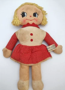 Muñecas Knickerbocker de colección de distinción Joy of A Toy Rag Doll 14" puntos rojos - Imagen 1 de 6