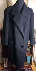 Vintage Union Made ILGWU Black 100% Wool Trench Winter Coat Women's Size 10 Long - Picture 1 of 14
