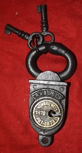 Iron Padlock With Two Keys Railways Brass Plate Iron Bolt With Keys EK29 - Picture 1 of 7