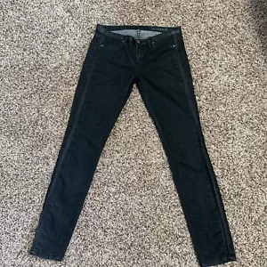 Blank NYC Black Skinny Jeans Faux Leather Panel 27 Stretch Rock BlankNYC Concert - Picture 1 of 15