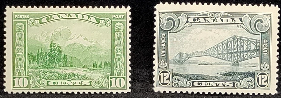 SELLOS DE MATT SCOTT CANADÁ #155-156, EMISIONES ESCÉNICAS DE 10 Y 12 CENTAVOS, MH CV $67,50 Foto 1 de 3