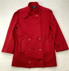 Vintage GEORGE DAVID FASHIONS RED Lined Coat Pure Wool ILGWU Union Made - Picture 1 of 10