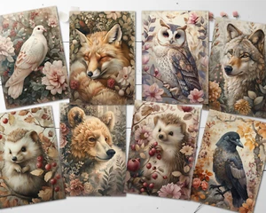 8 tarjetas de vida silvestre surtidas estilo vintage Woodland adornos adornos - Imagen 1 de 2