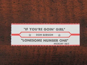 Don Gibson Jukebox Title Strip: If You're Goin' Girl / Lonesome Number One - Picture 1 of 1
