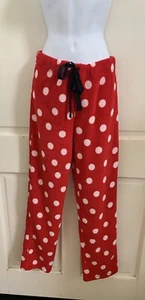 Secret Treasures Bright Red Polka Dot Fleece Drawstring Women's Lounge Pants Sz  - Picture 1 of 6