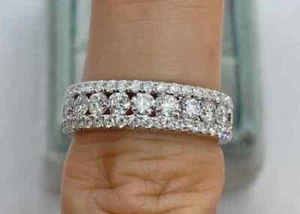 2.40Ct Round-Cut VS1/G Lab Grown Diamond Anniversary Wedding Band 14K White Gold - Picture 1 of 10