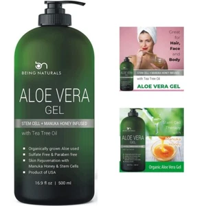Aloe Vera Gel Pure Organic Aloe with Manuka Honey Stem Cell Tea Tree Oil 16.9 oz - Picture 1 of 9