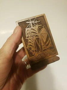 LaserCraft Laser Engraved Candle Holder Carved Wood Nautical Ship Boat Sailing  - Picture 1 of 7