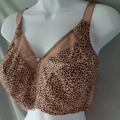 Just My Size Brown 46D Bra Leopard  No Wire No Padding Style 1Q20 - Image 1 of 4