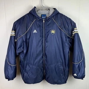 Chaqueta acolchada Adidas Team Notre Dame cremallera completa con capucha azul para hombre mediana - Imagen 1 de 4