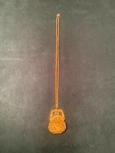 Vtg ART Filigree Purse Sachet Locket Pendant Victorian Style Kiss Lock w/ Chain - Picture 1 of 13