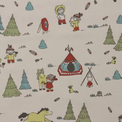 PREMIER PRINTS COWBOYS & FRIENDS INDIAN HORSE JUVENILE FABRIC 4.75 YARDS 54"W - Image 1 of 4