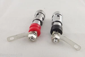 1 Pair Nickel Speaker AMP Terminal Binding Post Spring Loaded Type Red & Black - Picture 1 of 3
