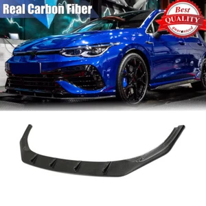 For Volkswagen VW Golf 8 MK8 R 2021-2023 Carbon Fiber Front Bumper Lip Spoiler - Picture 1 of 12
