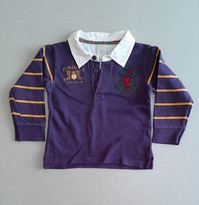 Boys Debenhams 100% Cotton Purple/Yellow Striped Rugby Shirt age 1.5-2 Years - Picture 1 of 1