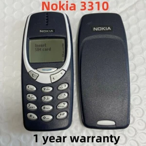 Nokia 3310 Blue 2G GSM 900/1800 Unlocked Classic Phone 1 Year WARRANTY Original - Afbeelding 1 van 17