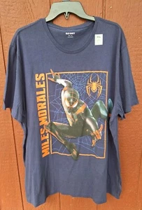 Old Navy Spiderman T-Shirt 2XL Blue Graphic Print Miles Morales Cotton Mens - Picture 1 of 7