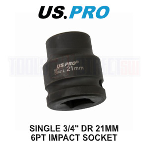 US PRO Tools Single 3/4" DR 21mm 6 Point Impact Socket 3695