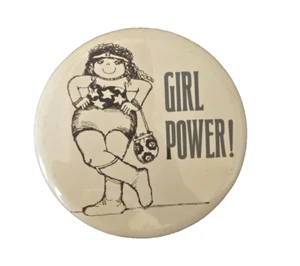 Vintage 1970s Girl Power Pinback Button Pin - Picture 1 of 2