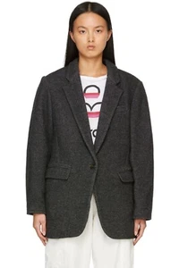 $725 Isabel Marant Etoile Nilinda Black & Gray Blazer Jacket Women Size 36 Small - Picture 1 of 12