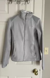 Chaqueta polar difusa The North Face cremallera completa para mujer talla pequeña gris blanca - Imagen 1 de 10