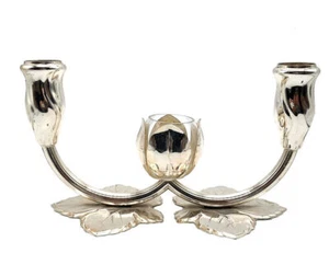 2-flammig Kerzenleuchter Kerzenständer mit Vase Quist um 1960 - Bild 1 von 6