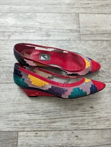 J. Renee Vintage Espadrille Colorful Wedges - Picture 1 of 6