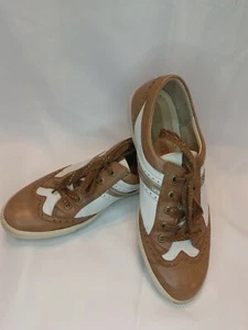 ECCO Women's 42 US 11 Wing Tip Oxford Spikeless Golf Shoes Tan White Hybrid EUC - Picture 1 of 8